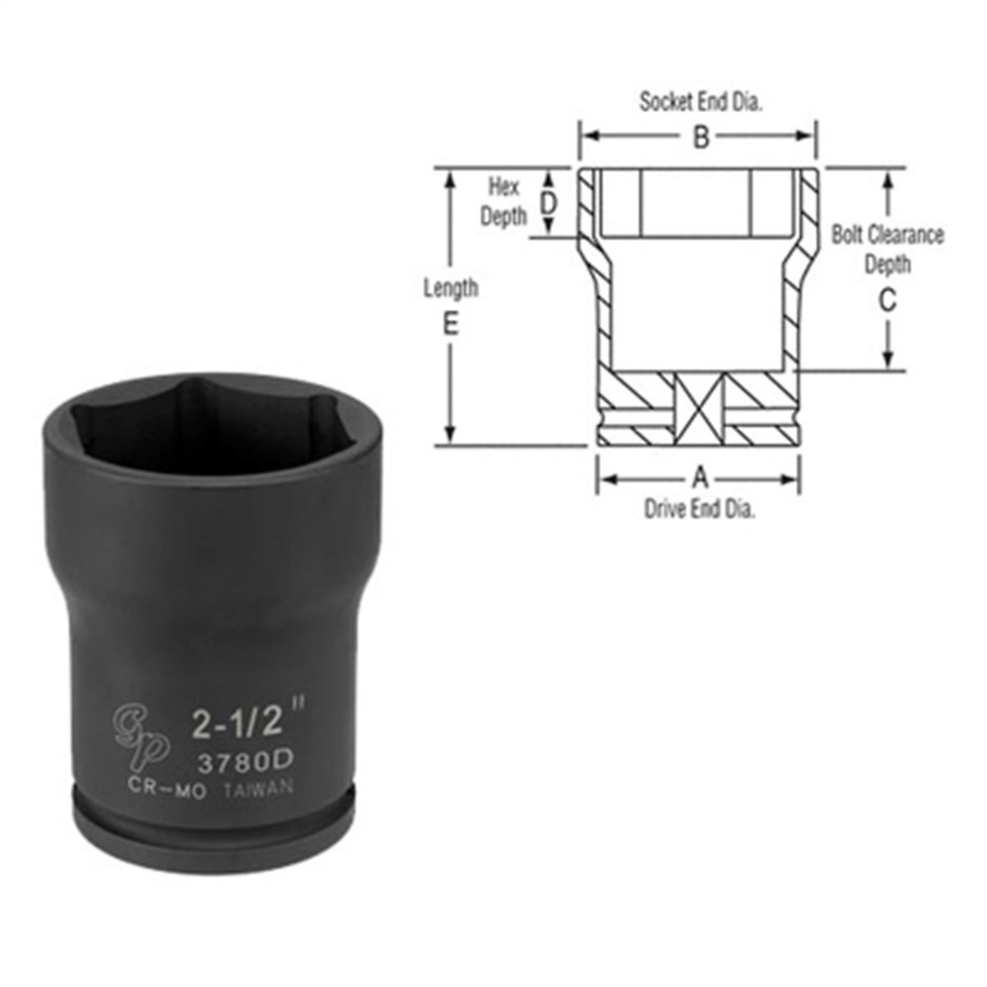 Grey Pneumatic Deep Impact Socket — 2 3/4in., 3/4in. Drive, 6-Point, Extra Thin Wall, Model# GRE3788D